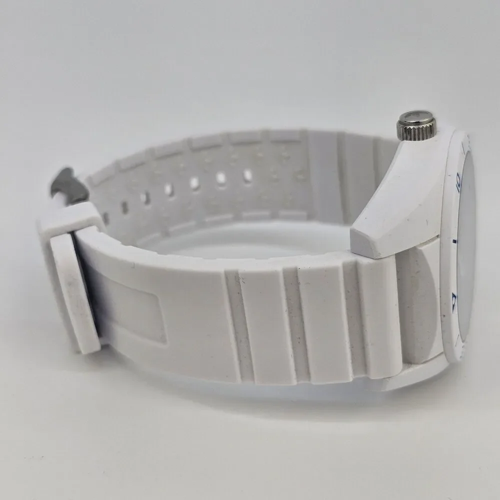 Adidas Men's Watch 41MM Blue White Dial‎ White Plastic Bands New Battery